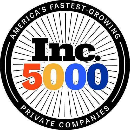 images | HyerTek Inc. 5000 badge announcing America's fastest-growing private companies, with colorful '5000' text inside a circular black-and-white design.